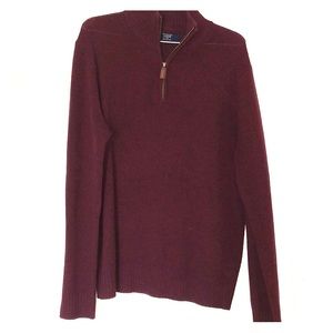 Burgundy Men’s J Crew quarter zip sweater